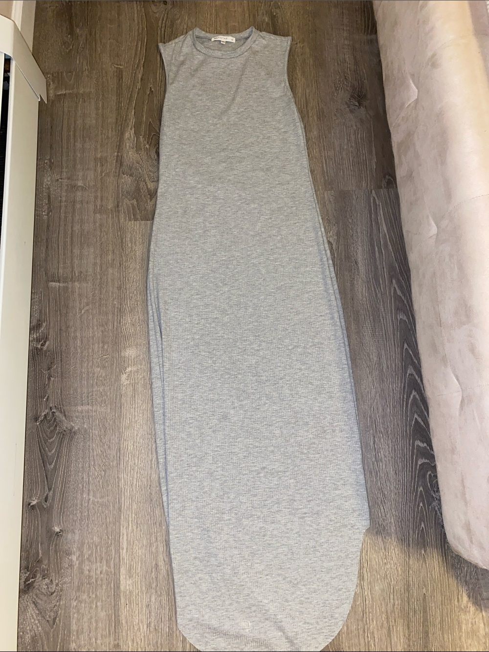 Sleeveless Light Gray Maxi Tank Dress